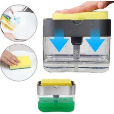 Zmc Bilişim® Ikisi Bir Arada  Basmalı Pratik Sıvı Sabunluk Pompası ve Bulaşık Yıkama Süngeri Haznesi