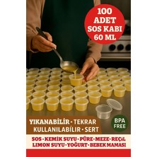 Open Home Concept 100’LÜ Set-60 ml Kendinden Kapaklı Şeffaf Sosluk – Sızdırmaz, Sıcağa Dayanıklı, Tekrar Kullanılabilir