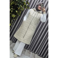 Elmas Tesettür Kadın Giyim Büyük Beden 4031 Kapıtone Dik Cep Yelek