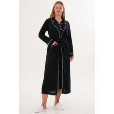 Mecit Pijama Mecit 6334 Siyah Kadın Sabahlıklı Gecelik Takım