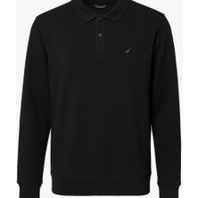 CGA Erkek Sweatshirt Tarzı Kazak Yakalı Siyah Kazak Pamuklu