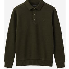 CGA Erkek Sweatshirt Tarzı Kazak Yakalı Haki Kazak Pamuklu