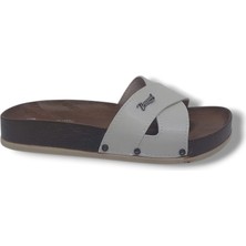 Zerhan Parmi 21502 Kadın Krem Çapraz Bant Günlük Kullanım Terlik