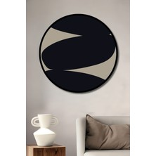 Teona Ahşap Çerçeve Görünümlü Soyut Minimalist Ahşap Mdf Dekoratif Ev Duvar Tablo Yuvarlak Ev Duvar Tablo