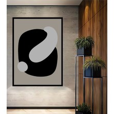 Teona Ahşap Çerçeve Görünümlü Soyut Sanat Minimalist Siyah Beyaz Dekoratif Ahşap Mdf Tablo Dikdörtgen Tablo