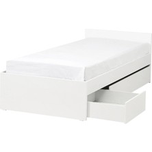 IKEA Vıhals / Luröy Tek Kişilik Karyola Beyaz 90 x 200 cm 2 Çekmeceli