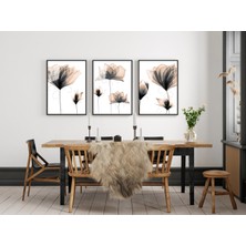 Bestablo 3 Parça Çerçeveli Dekoratif Sulu Boya Çiçekler Ahşap Tablo Seti Bestablo