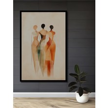 Teona Ahşap Çerçeve Görünümlü Üç Kadın Silueti Soyut Sanat Dekoratif Ahşap Mdf Tablo Dikdörtgen Tablo