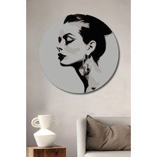 Teona Ahşap Şık Kadın Portresi Dekoratif Ahşap Mdf Ev/işyeri Duvar Tablo Yuvarlak Ev/işyeri Duvar Tablo