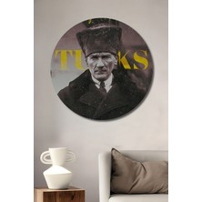 Teona Ahşap Atatürk Portresi Dekoratif Ahşap Mdf Ev/işyeri Duvar Tablo Yuvarlak Ev/işyeri Duvar Tablo