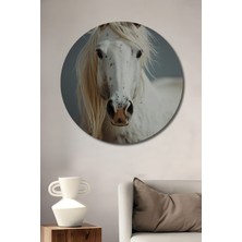 Teona Ahşap Beyaz At Büyüsü Dekoratif Ahşap Mdf Ev/işyeri Duvar Tablo Yuvarlak Ev/işyeri Duvar Tablo