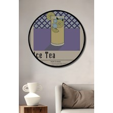 Teona Ahşap Çerçeve Görünümlü Buzlu Çay Tarifi Dekoratif Ahşap Mdf Ev Duvar Tablo Yuvarlak Ev Duvar Tablo