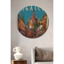 Teona Ahşap Meksika Ahşap Mdf Dekoratif Tablo San Miguel De Allende Yuvarlak Tablo