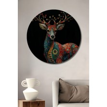 Teona Ahşap Renkli Geyik Dekoratif Ahşap Mdf Ev/işyeri Duvar Tablo Yuvarlak Ev/işyeri Duvar Tablo