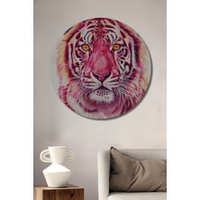 Teona Ahşap Pembe Kaplan Dekoratif Ahşap Mdf Ev/işyeri Duvar Tablo Yuvarlak Ev/işyeri Duvar Tablo