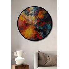 Teona Ahşap Çerçeve Görünümlü Renklerin Dansı Dekoratif Ahşap Mdf Ev Duvar Tablo Yuvarlak Ev Duvar Tablo