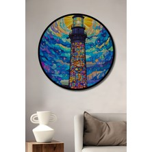 Teona Ahşap Çerçeve Görünümlü Renkli Fener Dekoratif Ahşap Mdf Işyeri Duvar Tablo Yuvarlak Işyeri Duvar Tablo