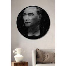 Teona Ahşap Çerçeve Görünümlü Atatürk Portresi Ahşap Mdf Dekoratif Ev Duvar Tablo Yuvarlak Ev Duvar Tablo