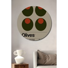 Teona Ahşap Zeytin Temalı Dekoratif Ahşap Mdf Ev/işyeri Duvar Tablo Yuvarlak Ev/işyeri Duvar Tablo