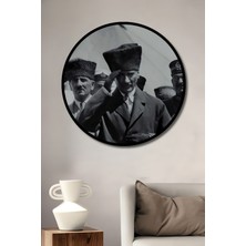 Teona Ahşap Çerçeve Görünümlü Atatürk Dekoratif Ahşap Mdf Ev/işyeri Duvar Tablo Yuvarlak Ev/işyeri Duvar Tablo