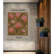 Teona Ahşap Bahar Çiçekleri Dekoratif Ahşap Mdf Tablo Milan Çiçek Pazarı Dikdörtgen Tablo