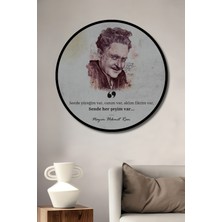 Teona Ahşap Çerçeve Görünümlü Nazım Hikmet Romantik Ahşap Mdf Dekoratif Ev Duvar Tablo Yuvarlak Ev Duvar Tablo