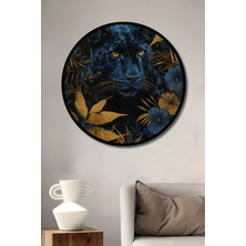 Teona Ahşap Çerçeve Görünümlü Mavi Panter Ahşap Mdf Dekoratif Işyeri Duvar Tablo Yuvarlak Işyeri Duvar Tablo