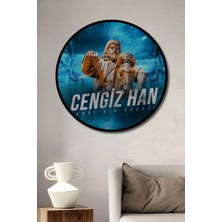 Teona Ahşap Çerçeve Görünümlü Cengiz Han Destansı Ahşap Mdf Dekoratif Ev Duvar Tablo Yuvarlak Ev Duvar Tablo
