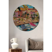 Teona Ahşap Tropikal Sahil Ahşap Mdf Dekoratif Ev/işyeri Duvar Tablo Yuvarlak Ev/işyeri Duvar Tablo