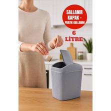 Open Home Concept 6 Lt Çöp Kovası, Mutfak, Banyo, Tuvalet, Ofis Çöp Kutusu Gri