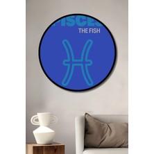 Teona Ahşap Çerçeve Görünümlü Balık Burcu Ahşap Mdf Dekoratif Işyeri Duvar Tablo Yuvarlak Işyeri Duvar Tablo