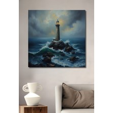 Teona Ahşap Fırtınalı Deniz Feneri Dekoratif Ahşap Mdf Ev/işyeri Duvar Tablo Dikdörtgen Ev/işyeri Duvar Tablo