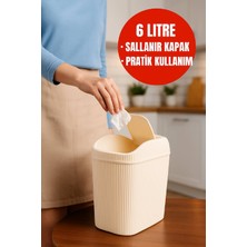 Open Home Concept 6 Lt Çöp Kovası, Mutfak, Banyo, Tuvalet, Ofis Çöp Kutusu Krem