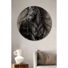 Teona Ahşap Güçlü At Dekoratif Ahşap Mdf Ev/işyeri Duvar Tablo Yuvarlak Ev/işyeri Duvar Tablo