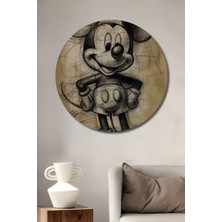 Teona Ahşap Mickey Mouse Dekoratif Ahşap Mdf Ev/işyeri Duvar Tablo Yuvarlak Ev/işyeri Duvar Tablo