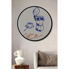 Teona Ahşap Çerçeve Görünümlü Kahve Kültürü Dekoratif Ahşap Mdf Ev Duvar Tablo Yuvarlak Ev Duvar Tablo