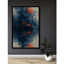 Teona Ahşap Çerçeve Görünümlü Gızemlı Orman Gölü Dekoratif Ahşap Mdf Ev Duvar Tablo Dikdörtgen Ev Duvar Tablo