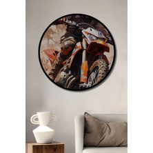 Teona Ahşap Çerçeve Görünümlü Motokros Tutkunu Dekoratif Ahşap Mdf Ev Duvar Tablo Yuvarlak Ev Duvar Tablo