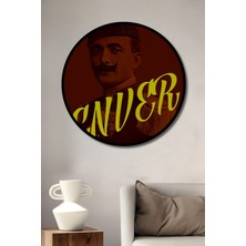 Teona Ahşap Çerçeve Görünümlü Enver Paşa Ahşap Mdf Dekoratif Işyeri Duvar Tablo Yuvarlak Işyeri Duvar Tablo
