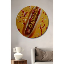 Teona Ahşap Lezzetli Hot Dog Dekoratif Ahşap Mdf Ev/işyeri Duvar Tablo Yuvarlak Ev/işyeri Duvar Tablo