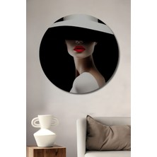 Teona Ahşap Gızemlı Kadın Portresi Dekoratif Ahşap Mdf Ev/işyeri Duvar Tablo Yuvarlak Ev/işyeri Duvar Tablo