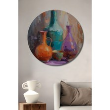 Teona Ahşap Renkli Çömleklerin Büyüsü Dekoratif Ahşap Mdf Ev/işyeri Duvar Tablo Yuvarlak Ev/işyeri Duvar Tablo