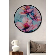 Teona Ahşap Çerçeve Görünümlü Büyüleyici Çiçek Ahşap Mdf Dekoratif Ev Duvar Tablo Yuvarlak Ev Duvar Tablo