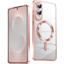 Teknomoda Samsung Galaxy S25 Edge Kılıf Kamera Lens Korumalı Renkli Magsafe Şeffaf Silikon Rose Gold