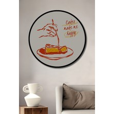 Teona Ahşap Çerçeve Görünümlü Mutluluk Veren Kek Dekoratif Ahşap Mdf Ev Duvar Tablo Yuvarlak Ev Duvar Tablo