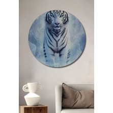 Teona Ahşap Beyaz Kaplan Dekoratif Ahşap Mdf Ev/işyeri Duvar Tablo Yuvarlak Ev/işyeri Duvar Tablo