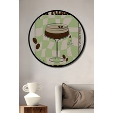 Teona Ahşap Çerçeve Görünümlü Espresso Martini Ahşap Mdf Dekoratif Ev Duvar Tablo Yuvarlak Ev Duvar Tablo