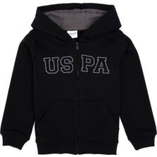 U.S. Polo Assn. Erkek Çocuk Siyah Fermuarlı Kapüşonlu Sweatshirt 50313844-VR046
