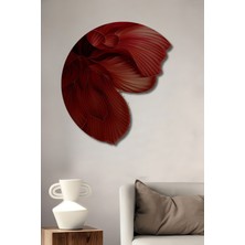Teona Ahşap Dekoratif Ahşap Yuvarlak Tablo Kırmızı Çiçek