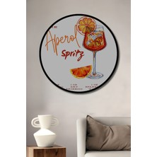 Teona Ahşap Çerçeve Görünümlü Aperol Spritz Dekoratif Ahşap Mdf Ev Duvar Tablo Yuvarlak Ev Duvar Tablo
